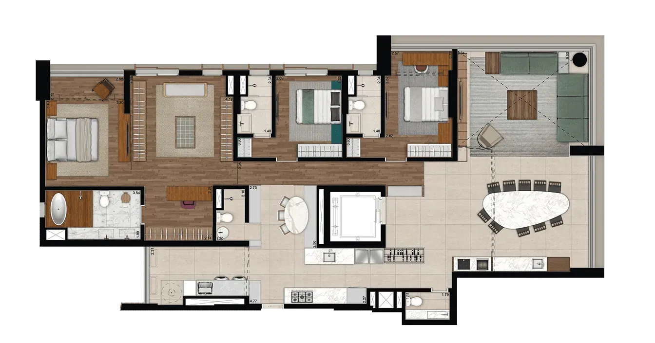 Apartamento Eleva Harmonia em São Paulo - Planta 4 Suítes